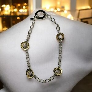 RL LAUREN Ralph Lauren Large Link Two Tone Gold Silver 16" Collar Necklace